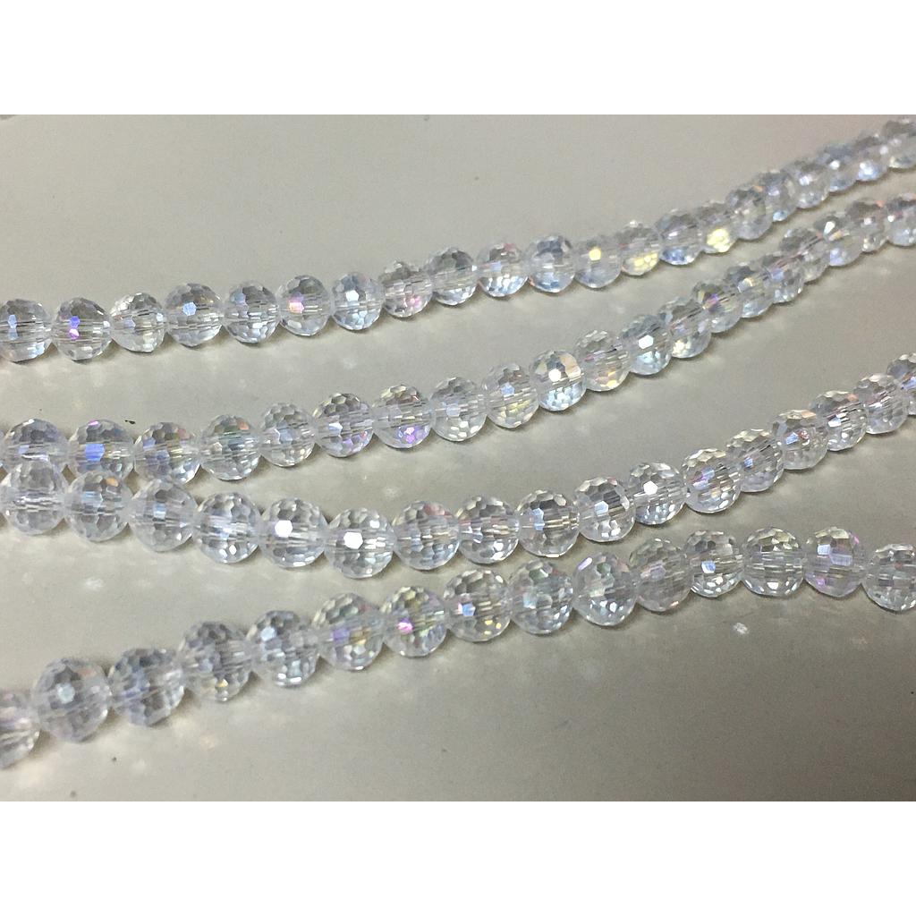 CRISTAL REDONDO FACETADO TRANSPARENTE TORNASOL 6MM