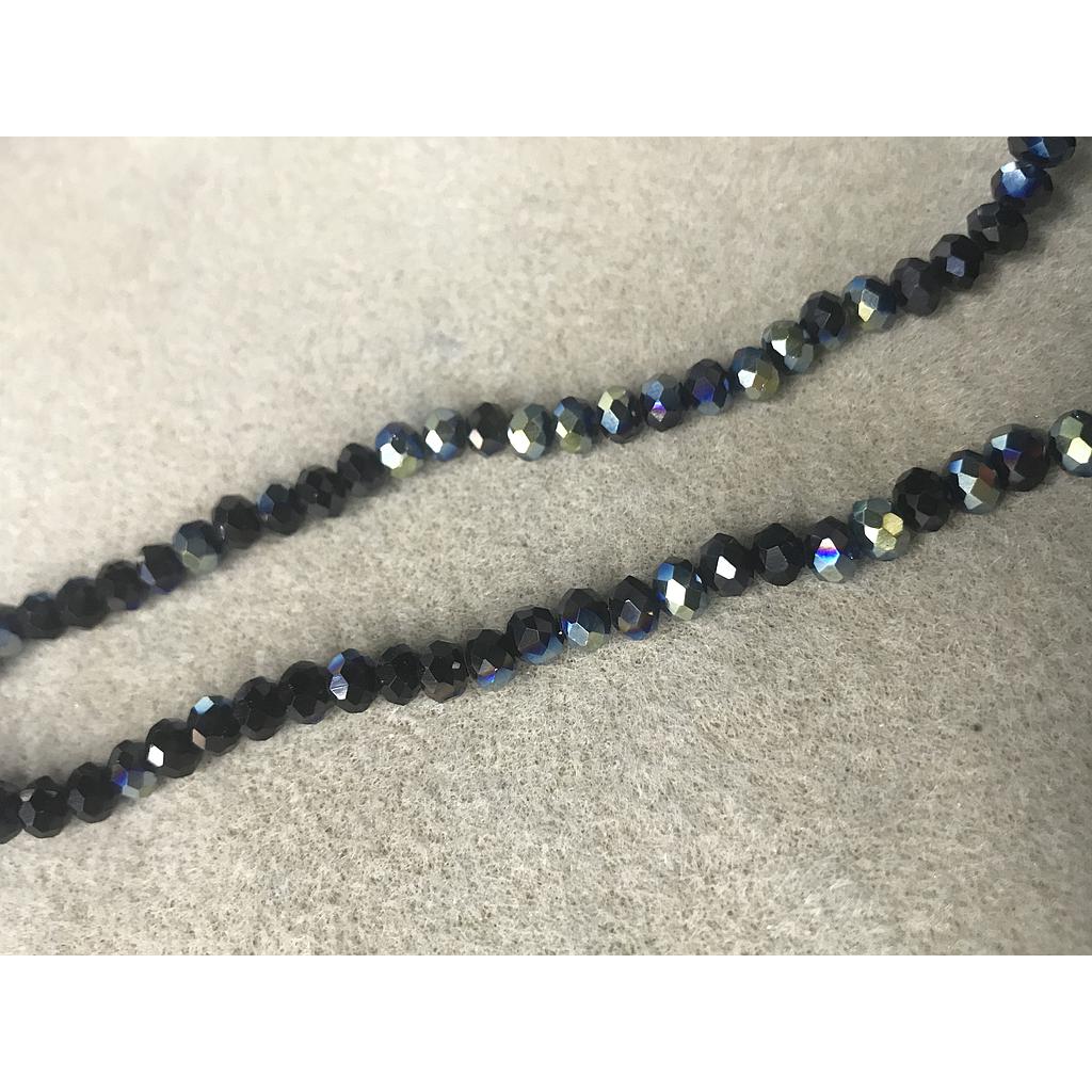 CRISTAL RONDEL NEGRO CON VERDE 6MM