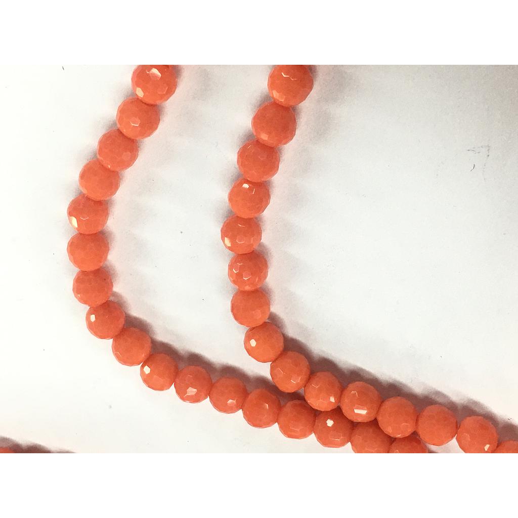 CRISTAL REDONDO FACETADO NARANJA 6MM