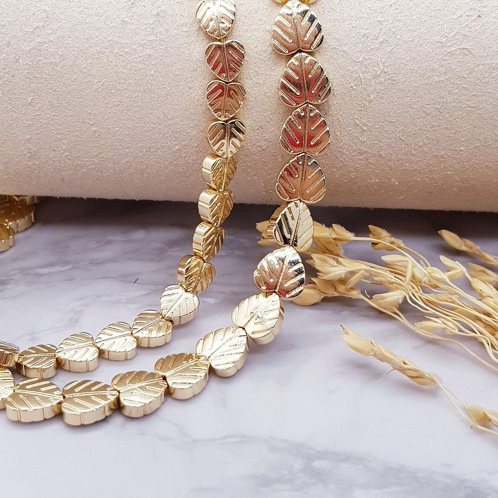 PIEDRA HEMATITA DE HOJA 8MM DORADO OSCURO