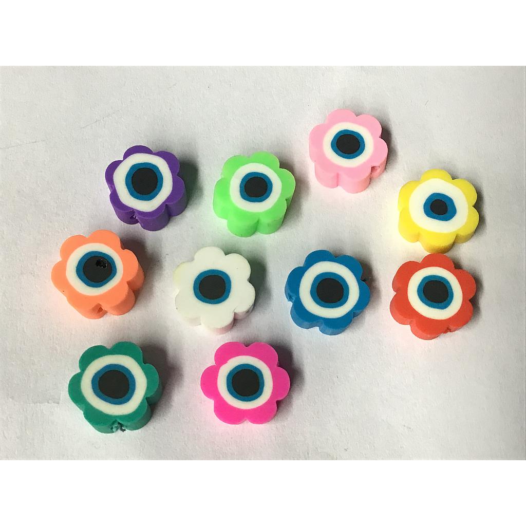 FIMO FLOR CON OJO TURCO 10PCS