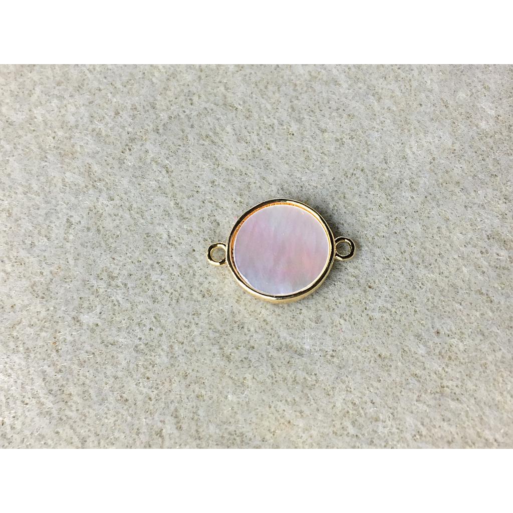 DIJE REDONDO 12MM CONCHA Y ELECTROENCHAPADO