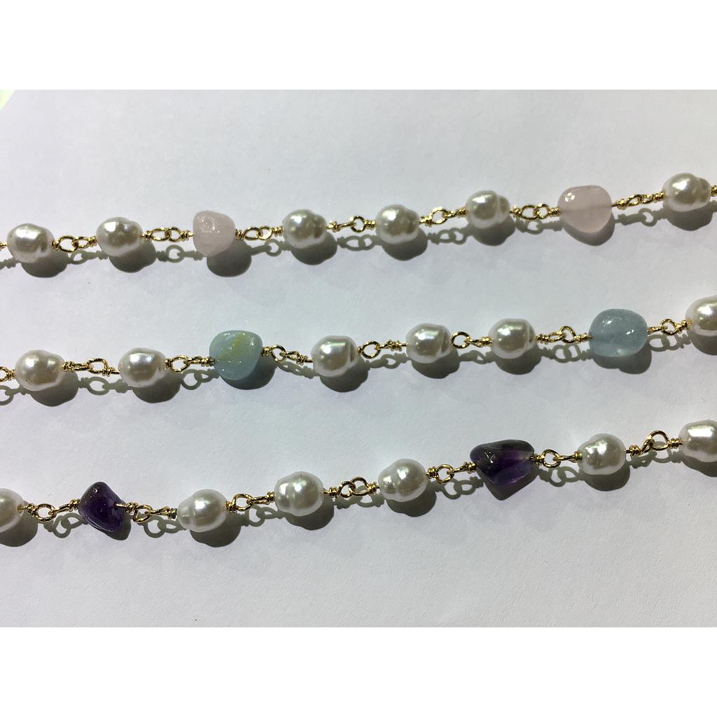 CADENA DE GOLDFIELD CON PERLA Y PIEDRA