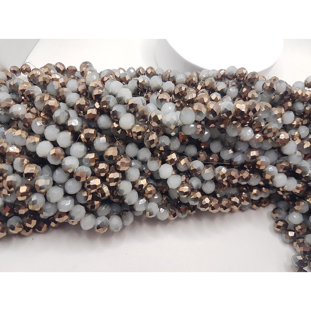 CRISTAL RONDEL GRIS CON BRONCE 8MM