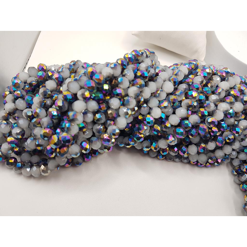 CRISTAL RONDEL GRIS Y MORADO TORNASOL 8MM