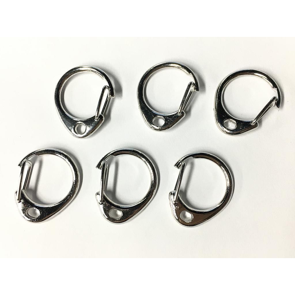 BROCHES PARA LLAVERO PLATEADOS 26X22MM 6PCS