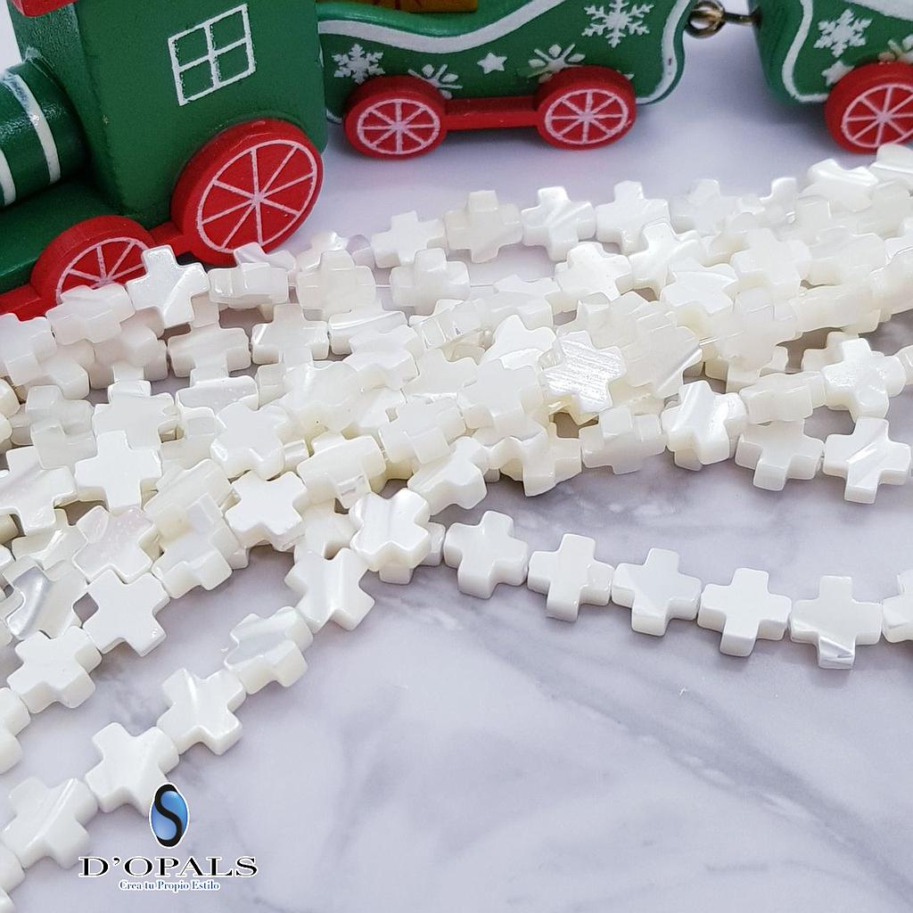 CRUCES CONCHA NACAR 10X10MM RISTRA 20PCS APROX.