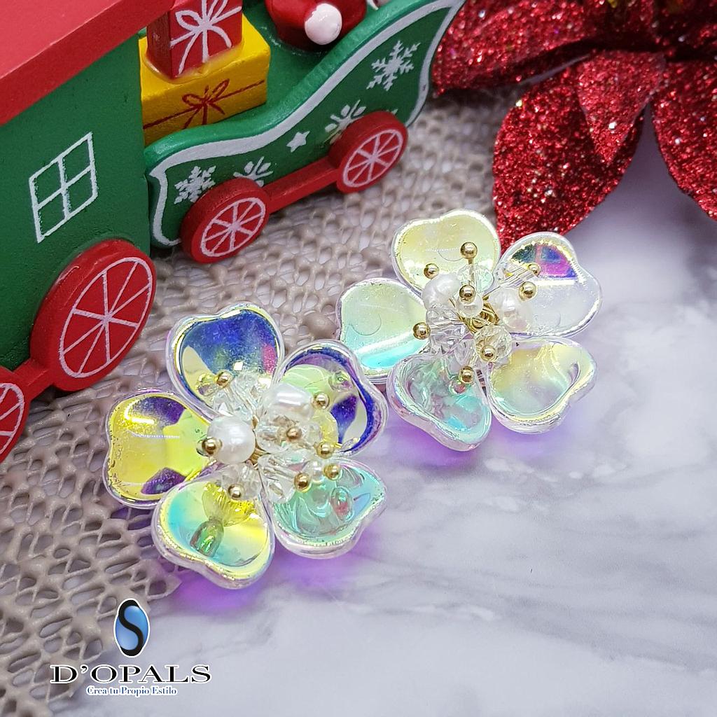 FLORES ACRILICAS TORNASOL CON CRISTAL Y PERLA