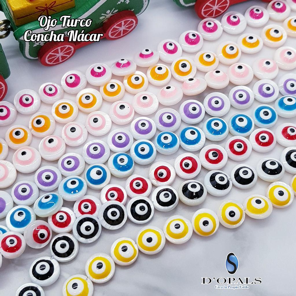 CONCHA NACAR REDONDA CON OJO TURCO 8MM