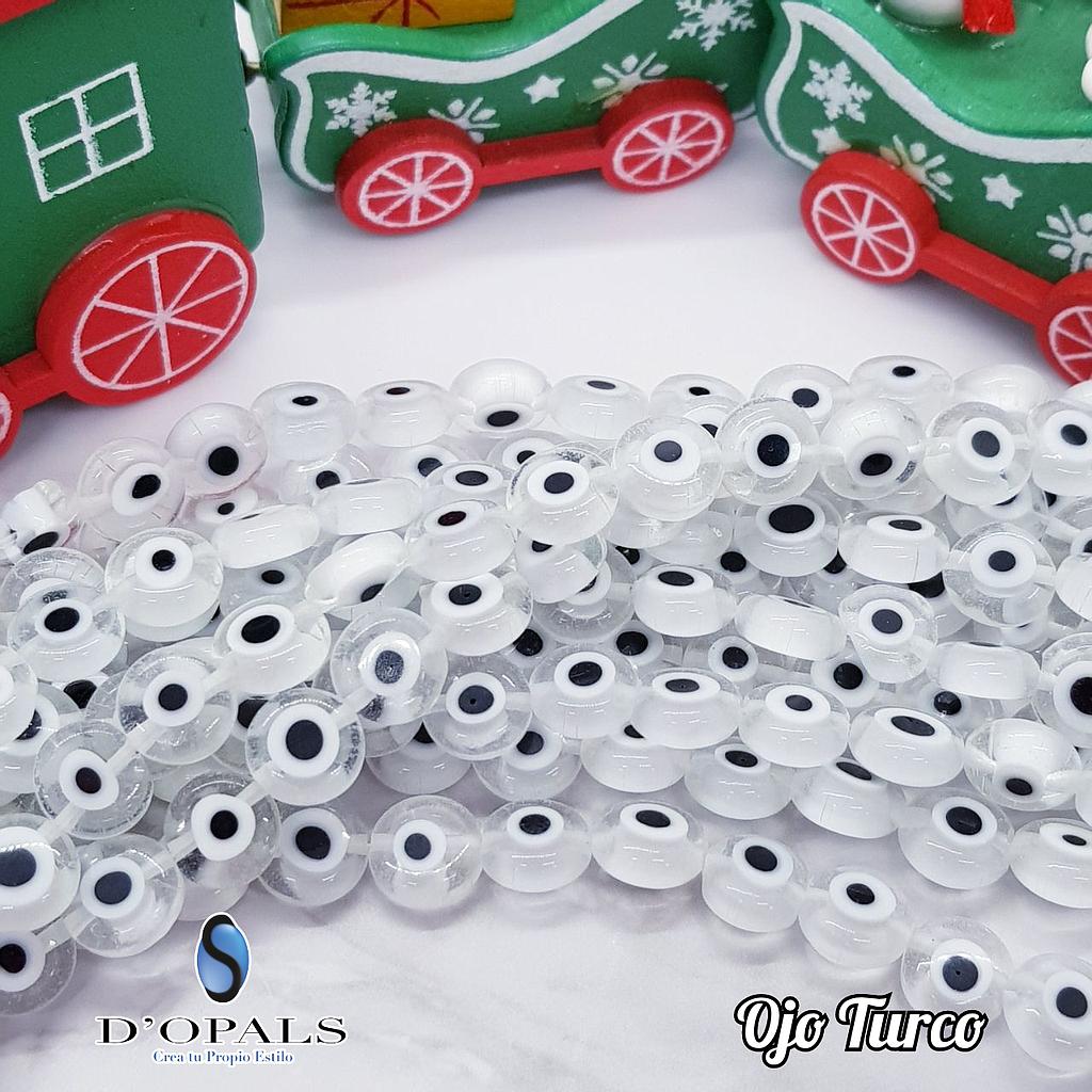 MURANO OJO TURCO PLANO BLANCO 8MM