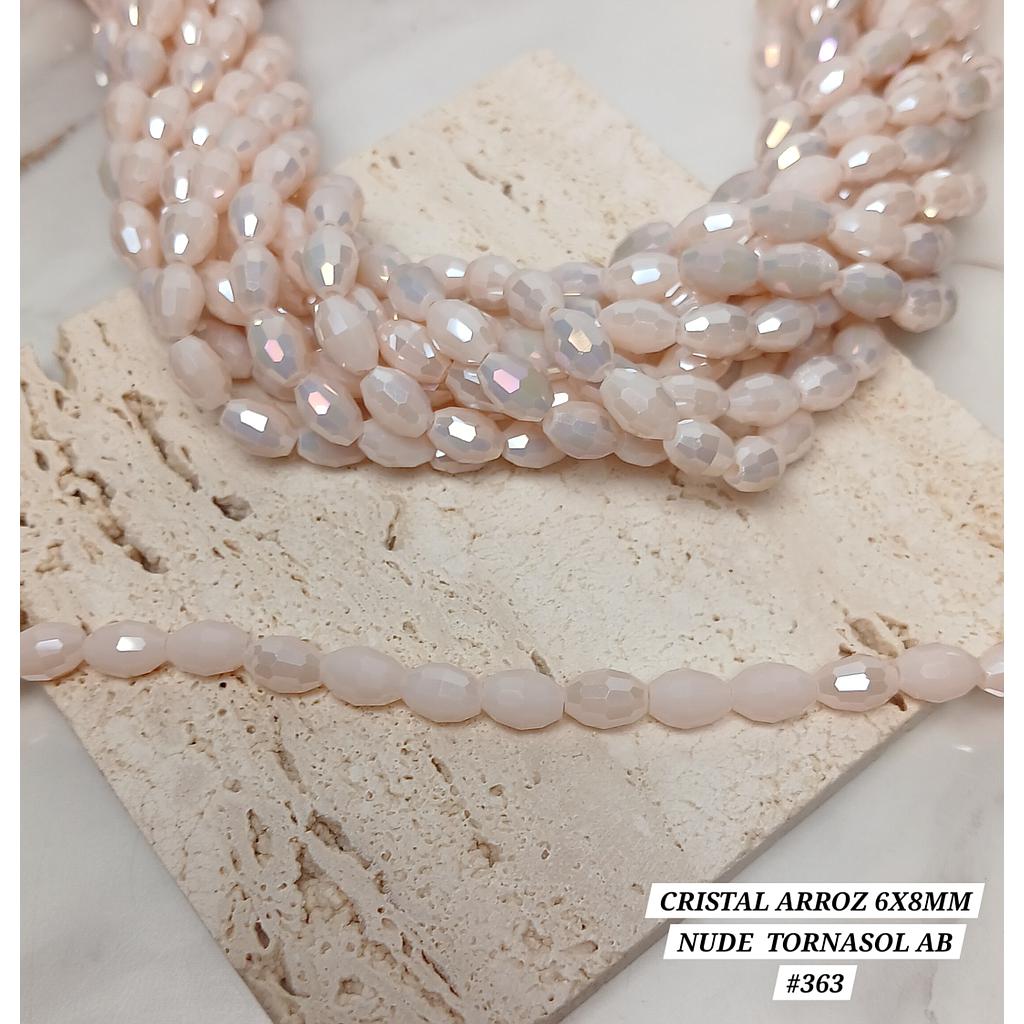 CRISTAL ARROZ NUDE TORNASOL 6X8MM