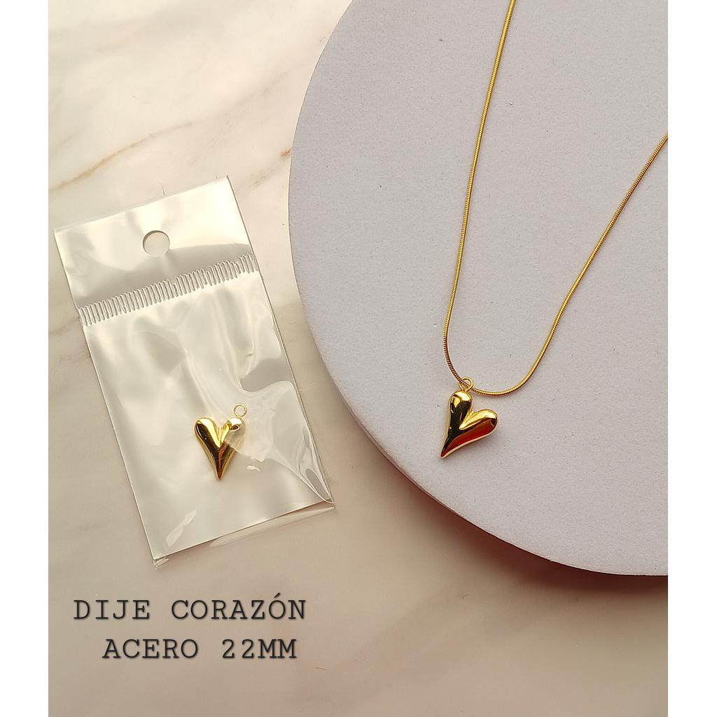 DIJE CORAZON ACERO 22MM