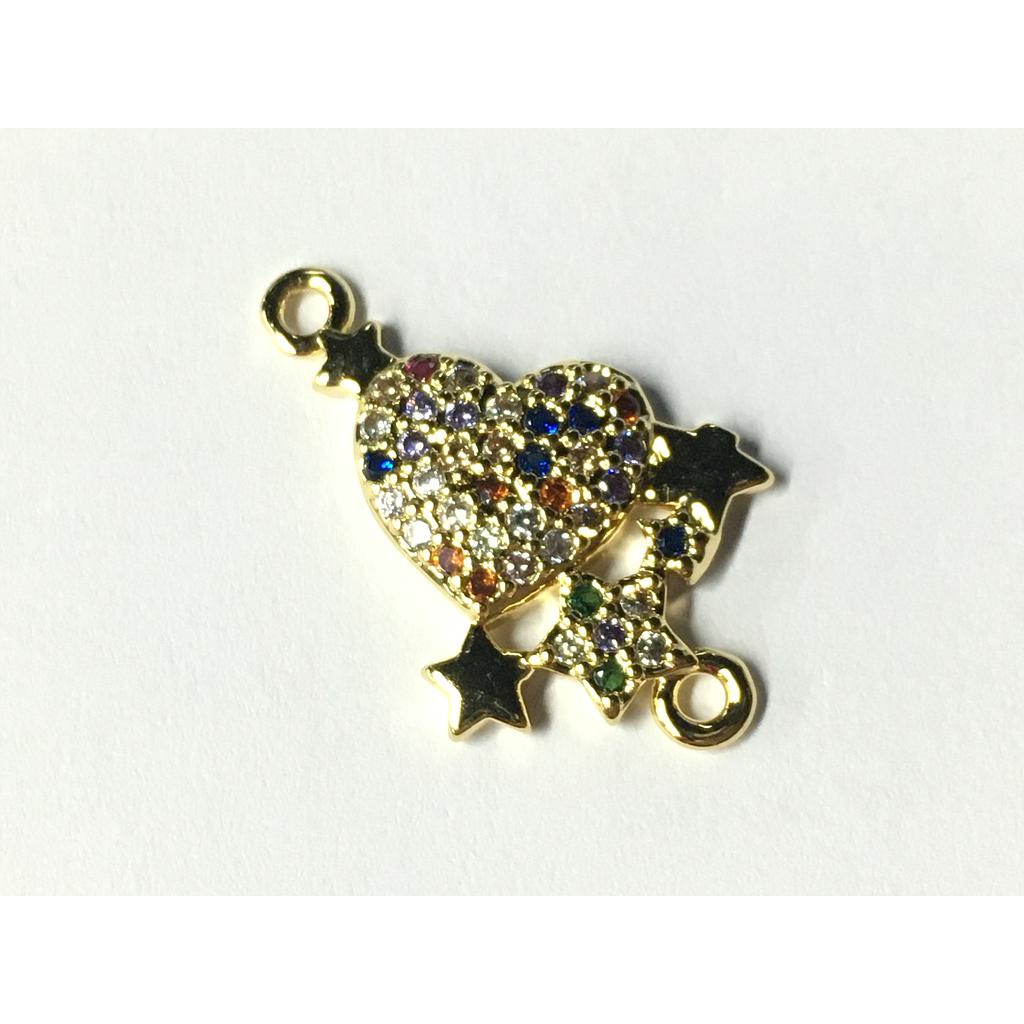 DIJE CORAZON CON ESTRELLAS MICROCIRCONIA