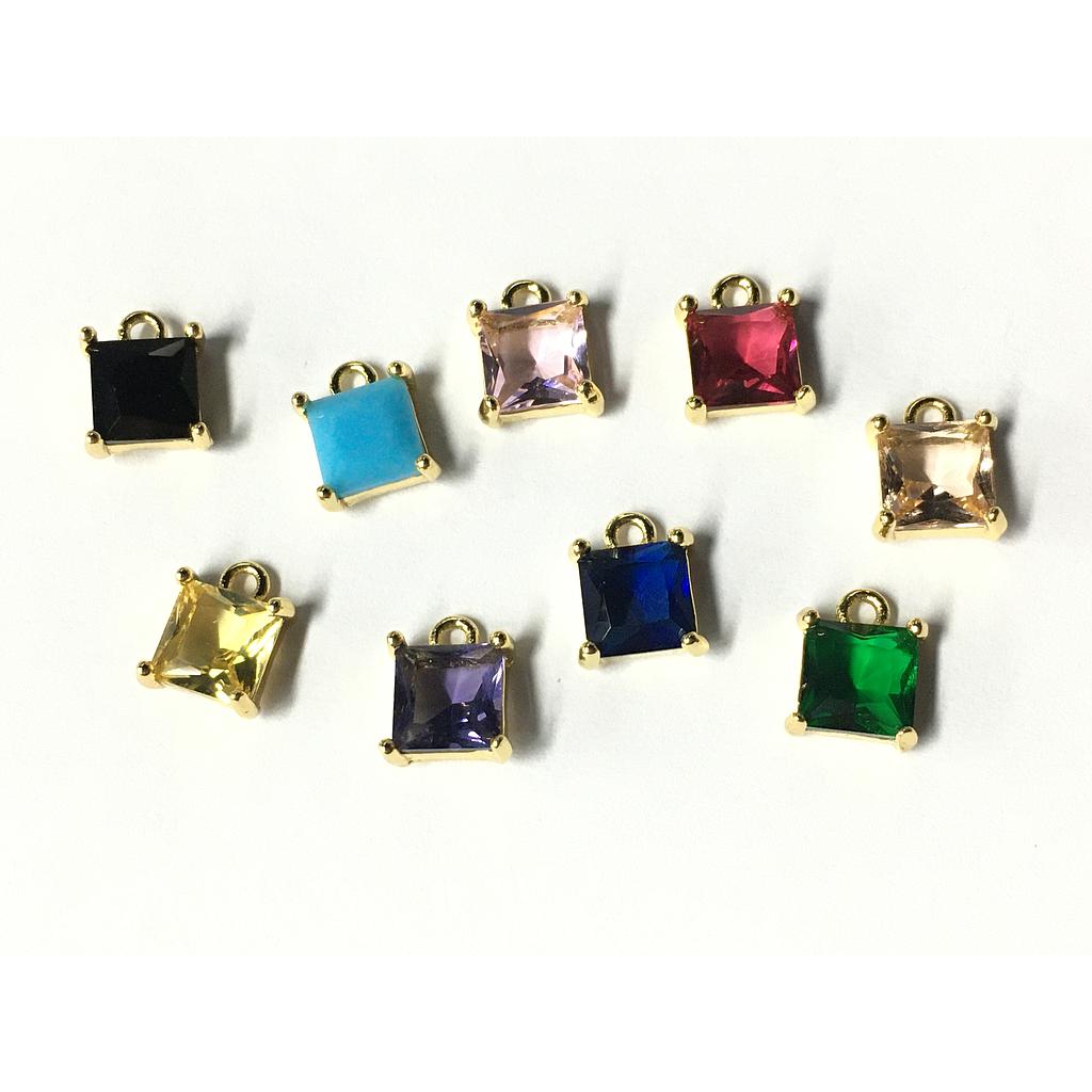 DIJE CON CIRCON CUADRADO 6MM MICROCIRCONIA