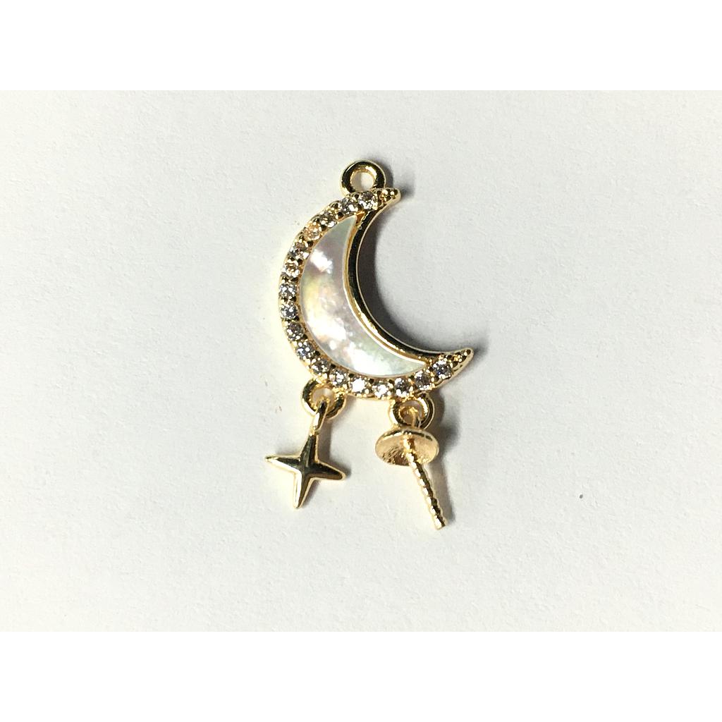 DIJE LUNA CONCHA Y ELECTROENCHAPADO