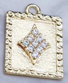 DIJE RECTANGULAR CON ROMBO ELECTROENCHAPADO