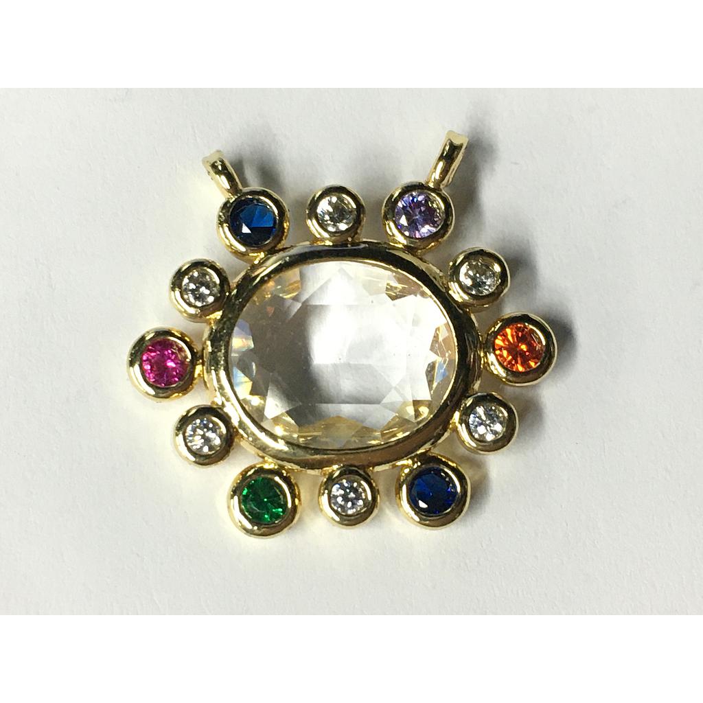 DIJE OVALADO CON CRISTAL MICROCIRCONIA