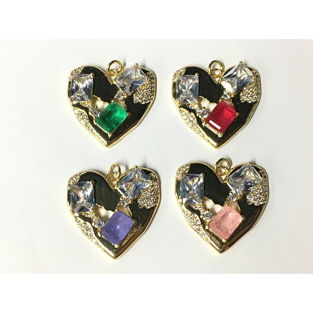 DIJE CORAZON CON CIRCONES MICROCIRCONIA