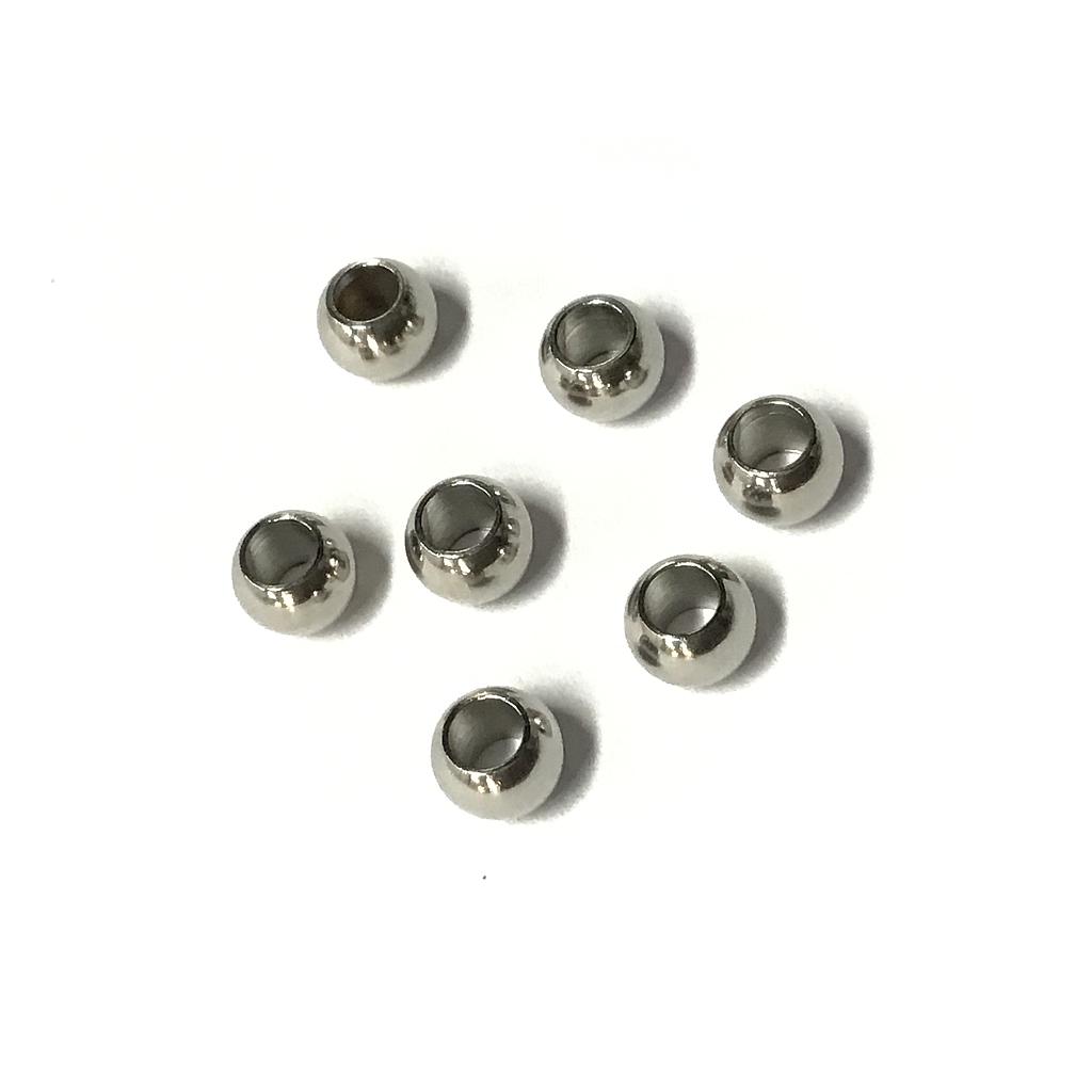 SEPARADOR PLATEADO 6X3MM AGUJERO GRANDE ACERO 50PCS