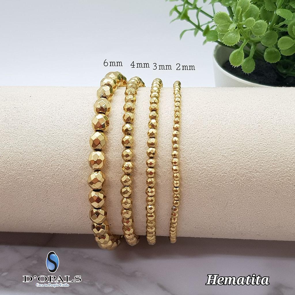 HEMATITA REDONDA FACETEADA 6MM DORADA CLARA