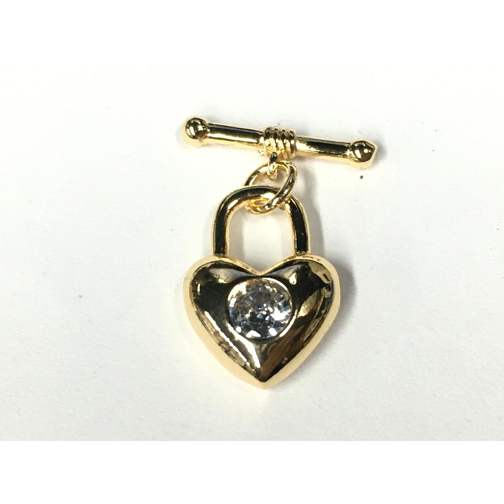 BROCHE DE CORAZON CANDADO ELECTROENCHAPADO
