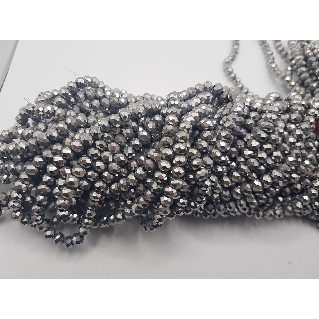 CRISTAL RONDEL PLATEADO METALICO 8MM
