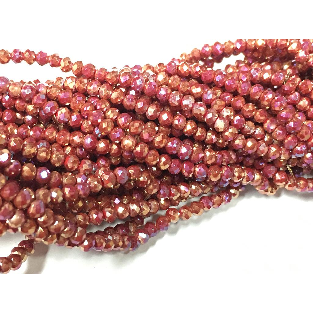 CRISTAL RONDEL ROJO TORNASOL 3MM