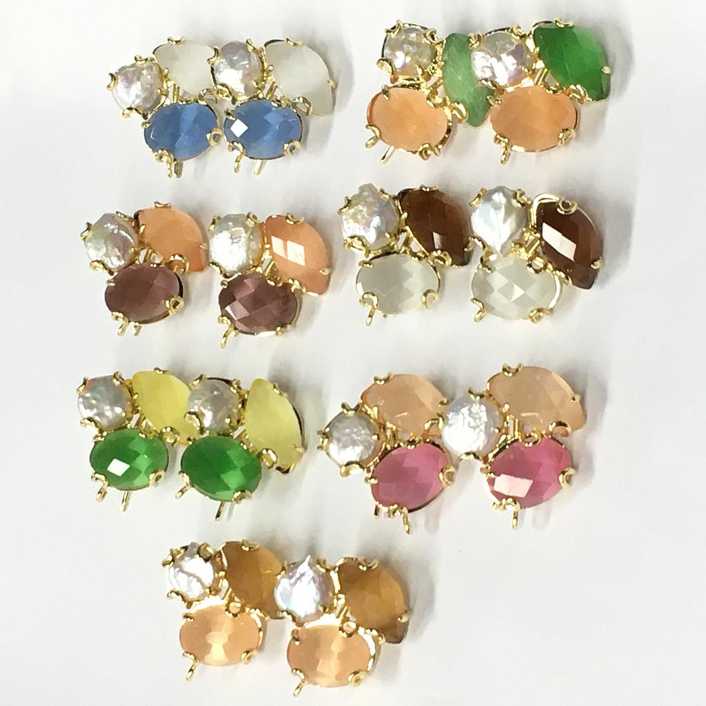 PATENTES DE PERLAS BARROCA Y CRISTAL ENGARZADO