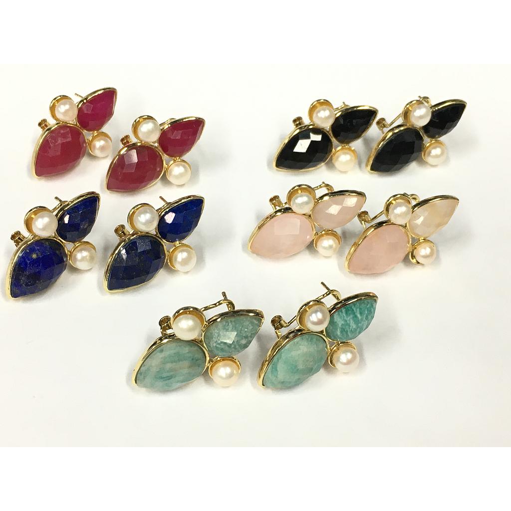 ARETES DE CRISTAL Y PERLA DE RIO