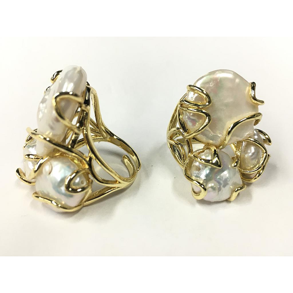 ANILLO AJUSTABLE CON PERLA BARROCA ENGARZADA