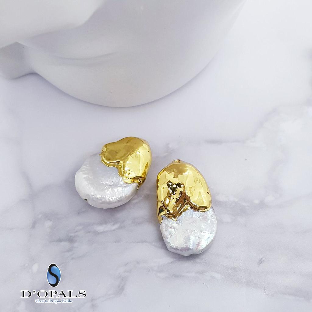 PERLA BARROCA CON ORILLA DORADA