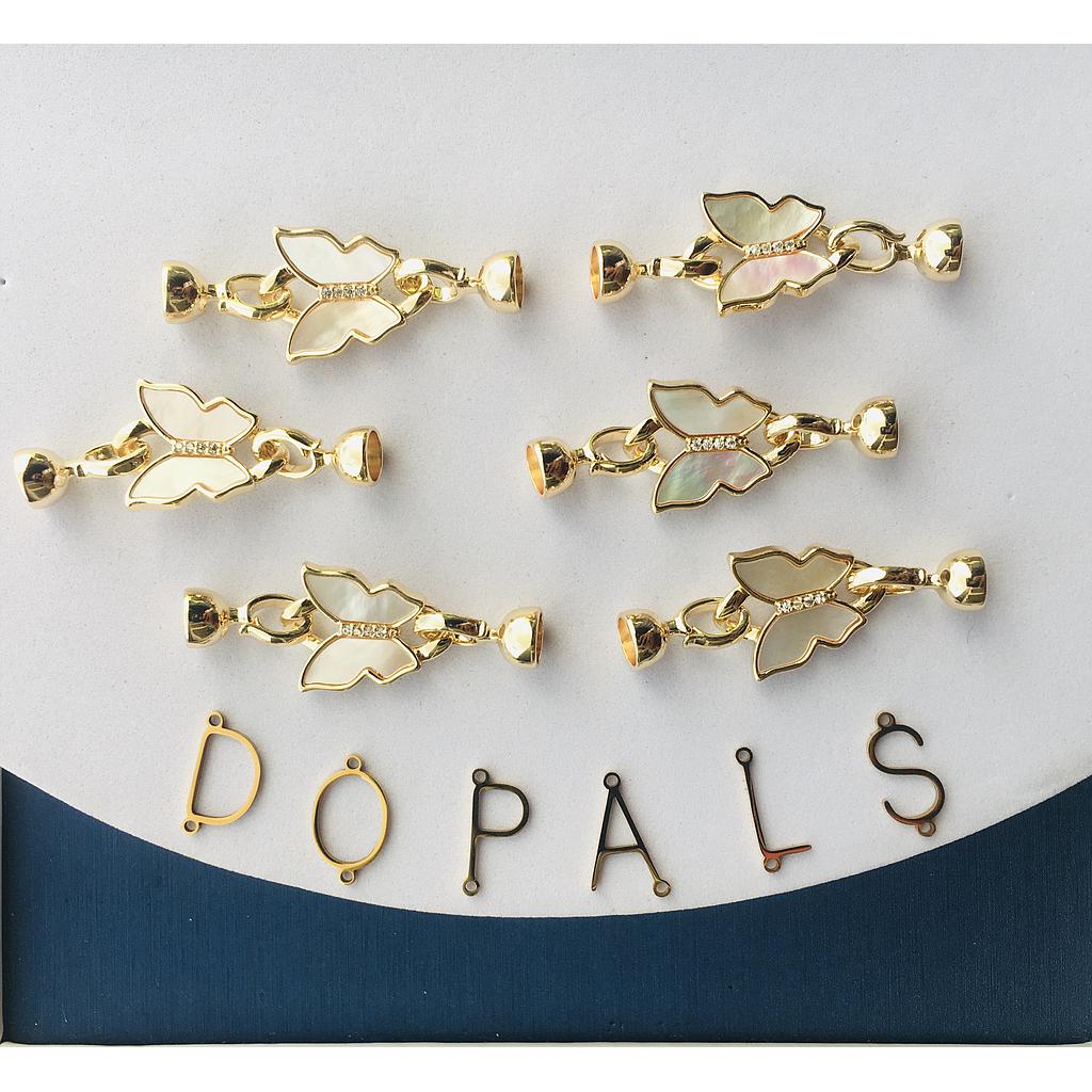 BROCHE MARIPOSA ELECTROENCHAPADO Y CONCHA NACAR