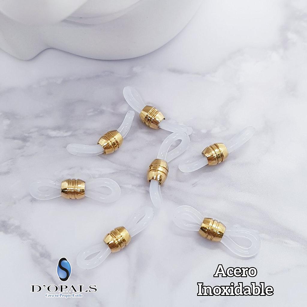 PORTA LENTES TRANSPARENTE CON DORADO ACERO