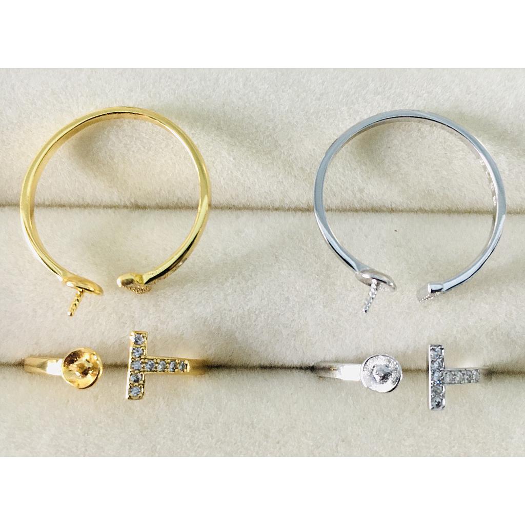 ANILLOS AJUSTABLES DE PLATA 925 PARA PEGAR PERLA