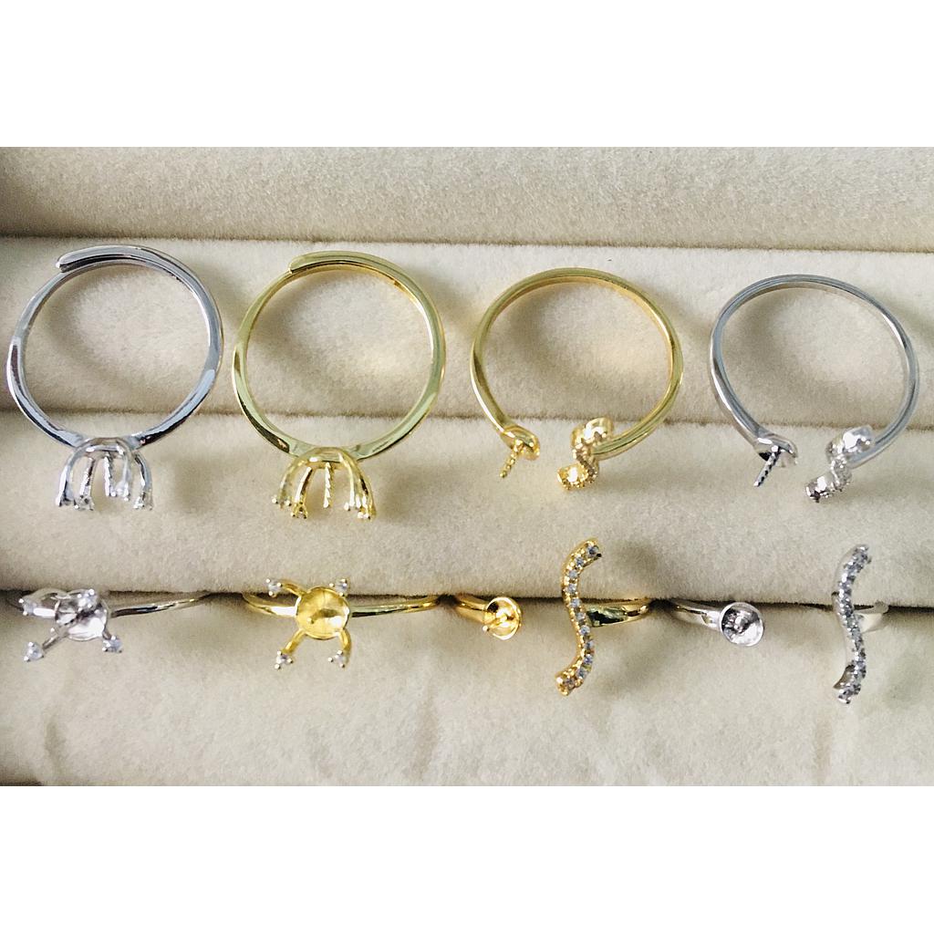 ANILLOS AJUSTABLES DE PLATA 925 PARA PEGAR PERLA