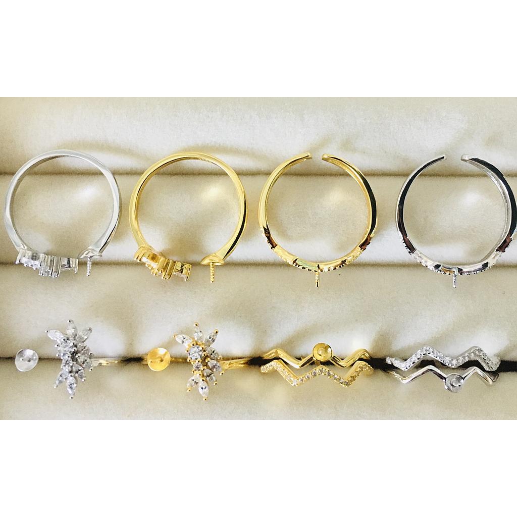 ANILLOS AJUSTABLES DE PLATA 925 PARA PEGAR PERLA