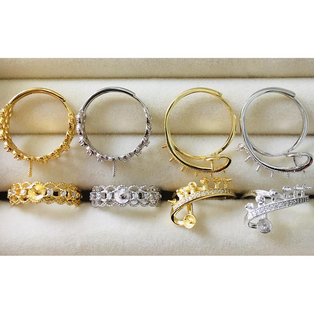 ANILLOS AJUSTABLES DE PLATA 925 PARA PEGAR PERLA