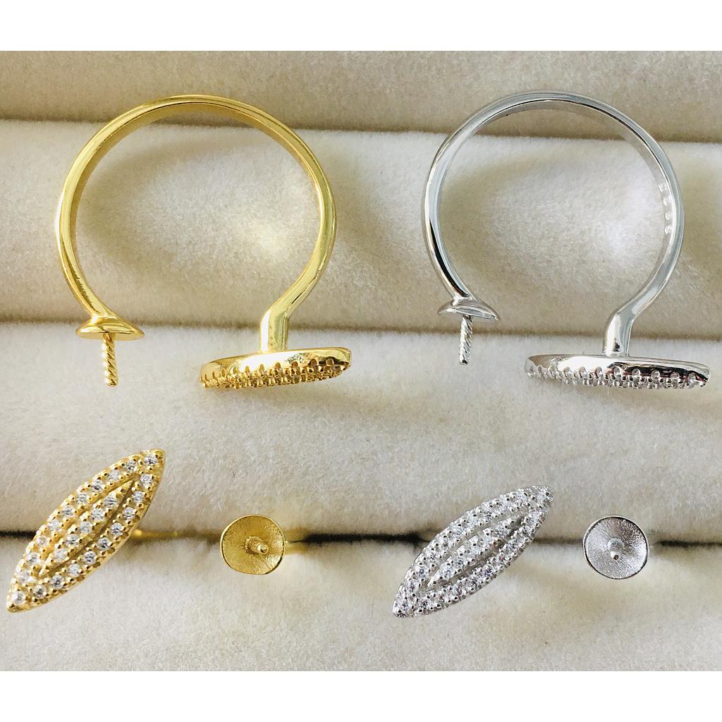 ANILLOS AJUSTABLES DE PLATA 925 PARA PEGAR PERLA