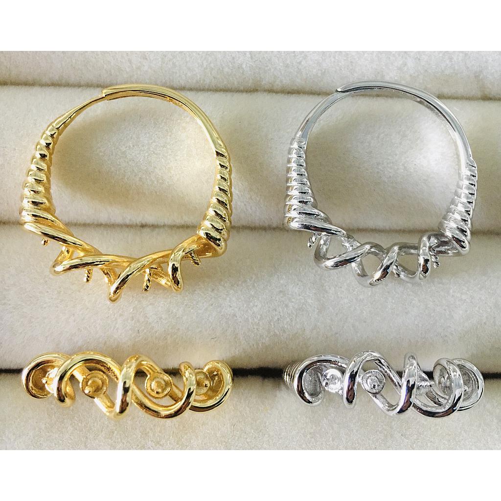 ANILLOS AJUSTABLES DE PLATA 925 PARA PEGAR PERLA