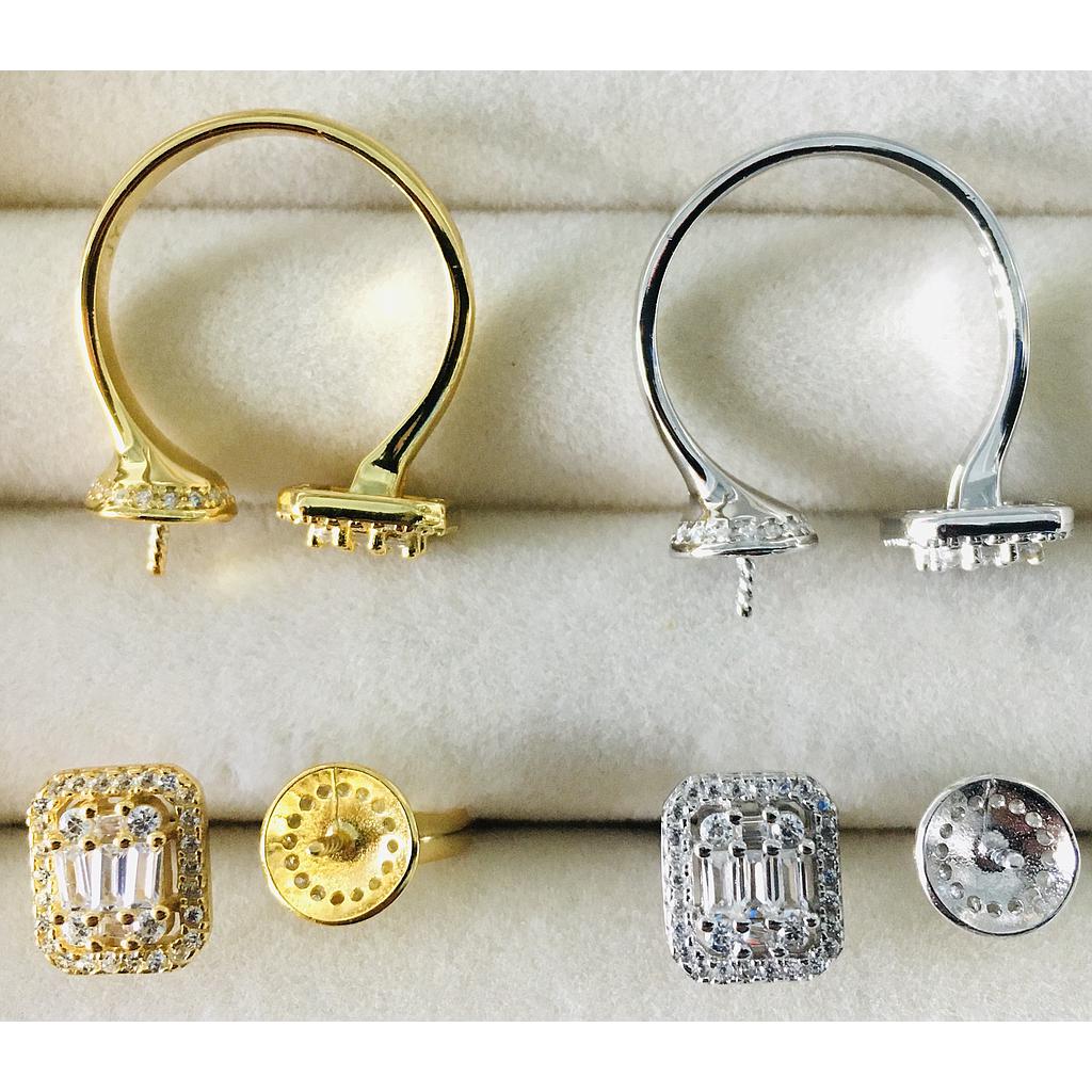 ANILLOS AJUSTABLES DE PLATA 925 PARA PEGAR PERLA