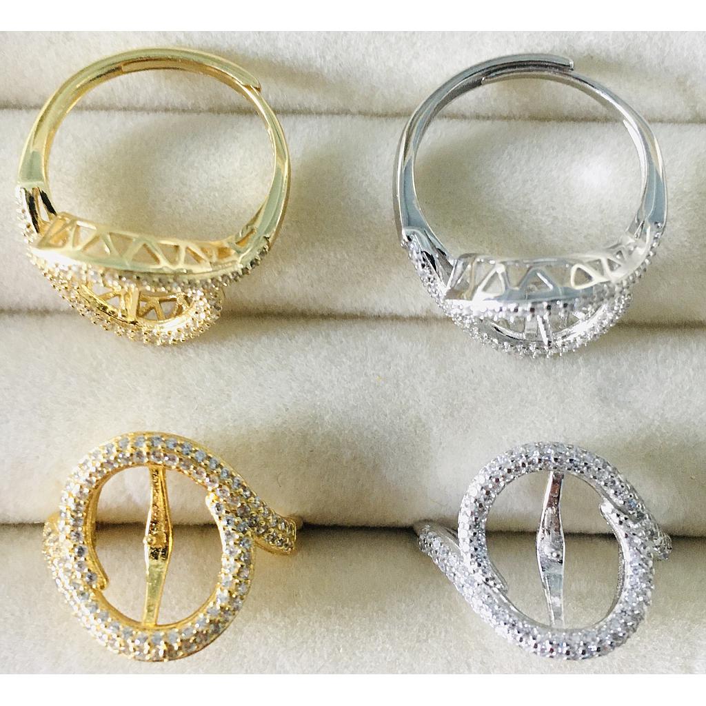 ANILLOS AJUSTABLES DE PLATA 925 PARA PEGAR PERLA