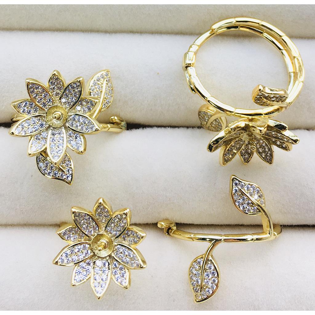 ANILLO AJUSTABLE DE PLATA 925 PARA PEGAR PERLA