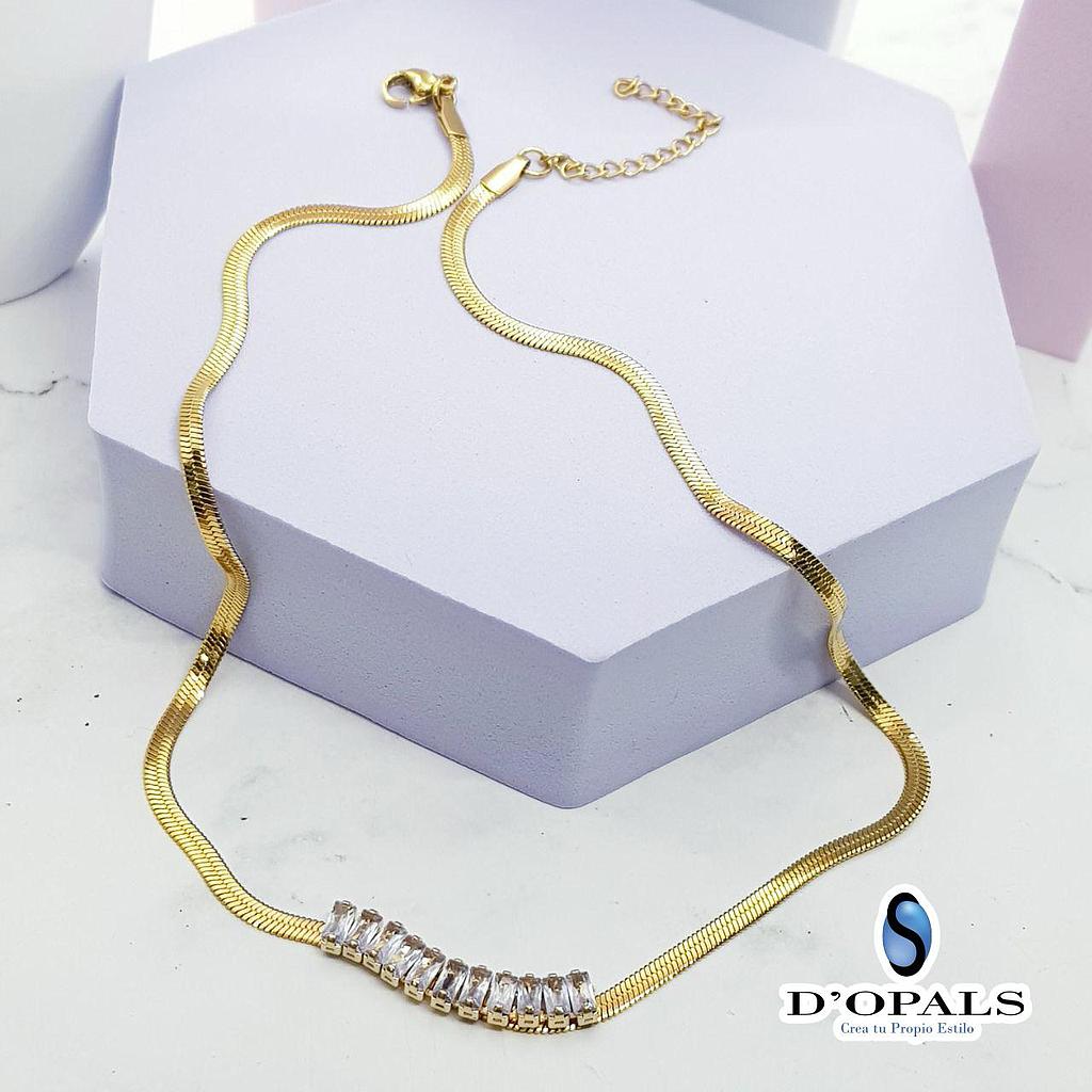 CADENA TERMINADA CON CRISTALES DE ACERO