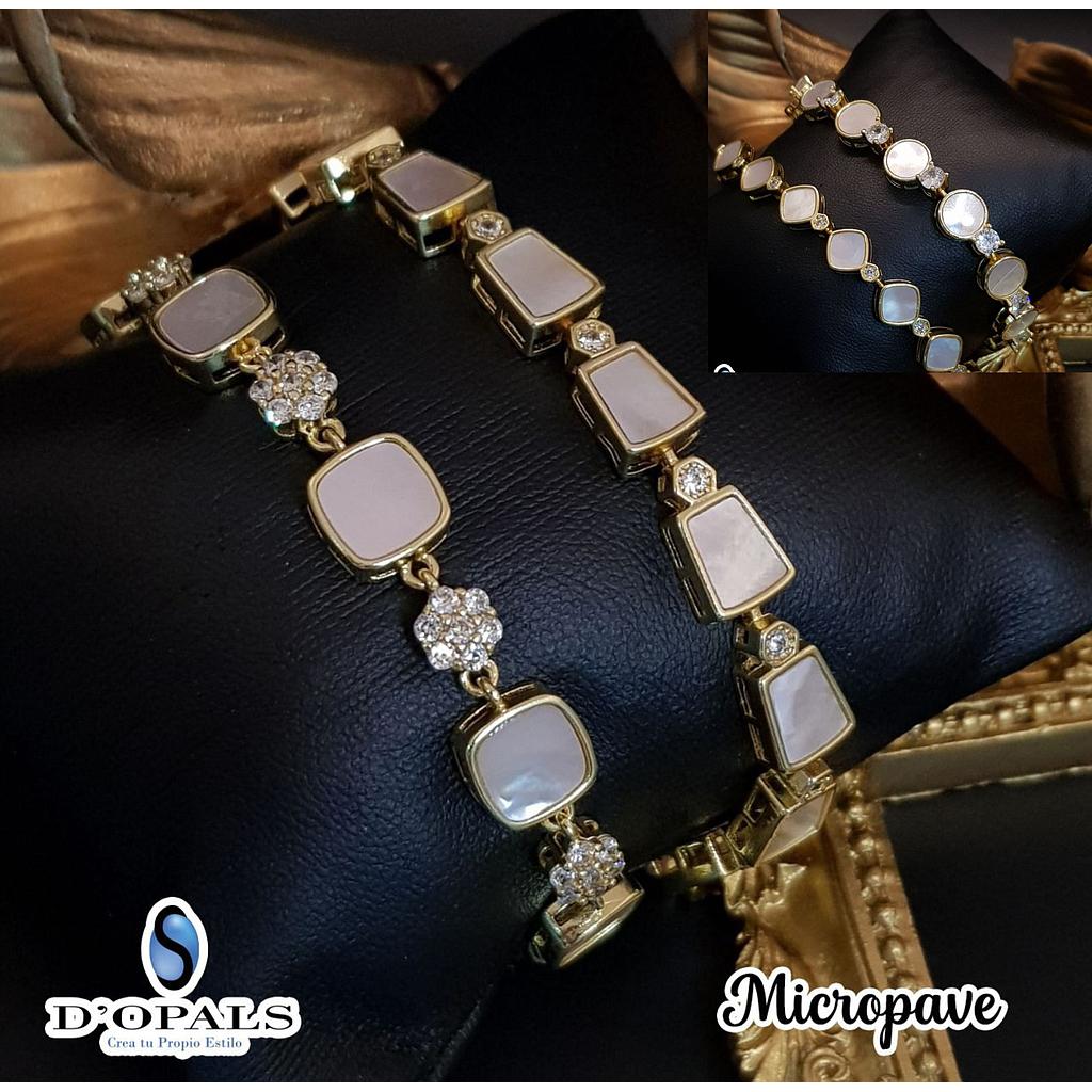 PULSERAS DE MICROCIRCONIA CON CONCHA NACAR