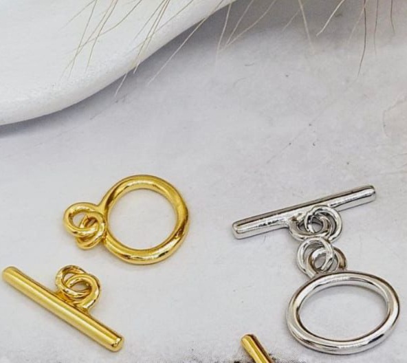 BROCHE DE PLATA OVALADO TIPO T  8MM