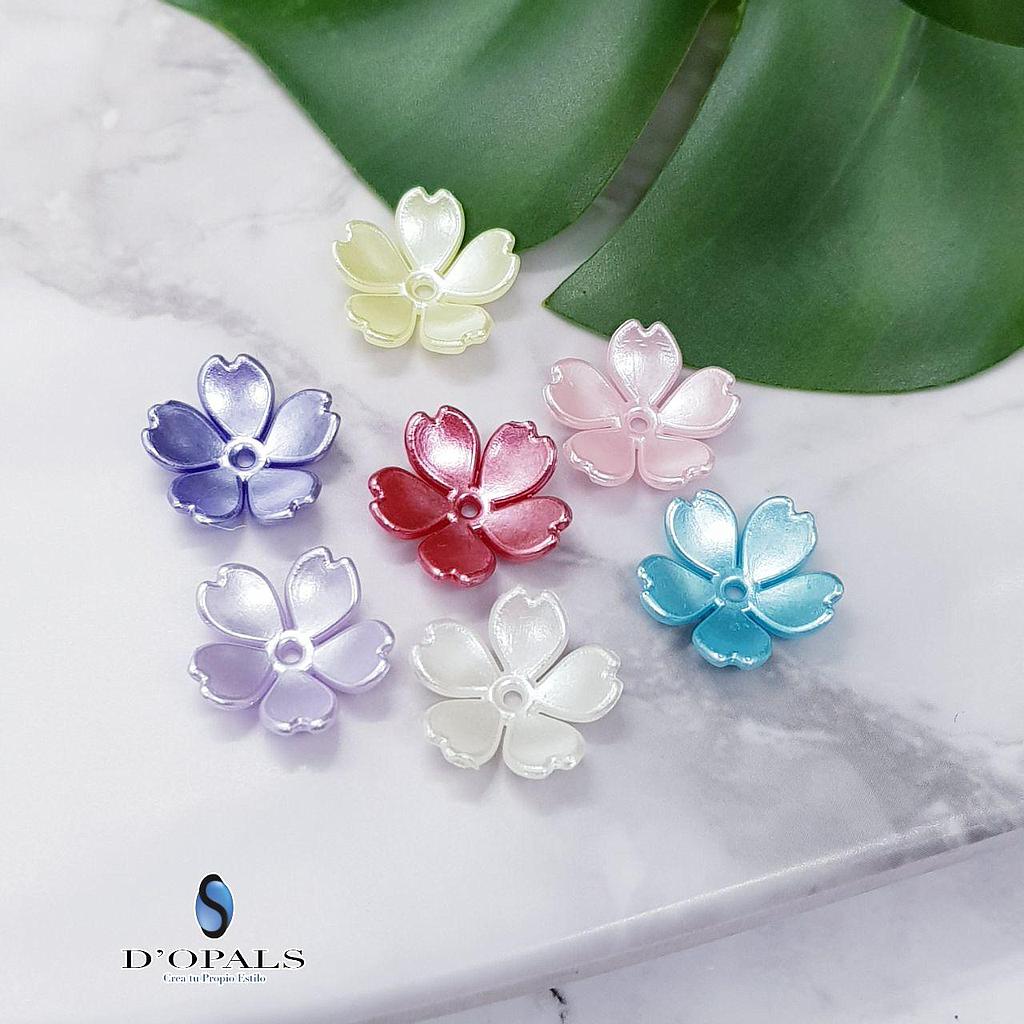 PAQUETE FLOR ACRILICA MULTICOLOR DE 5 PETALOS 15MM