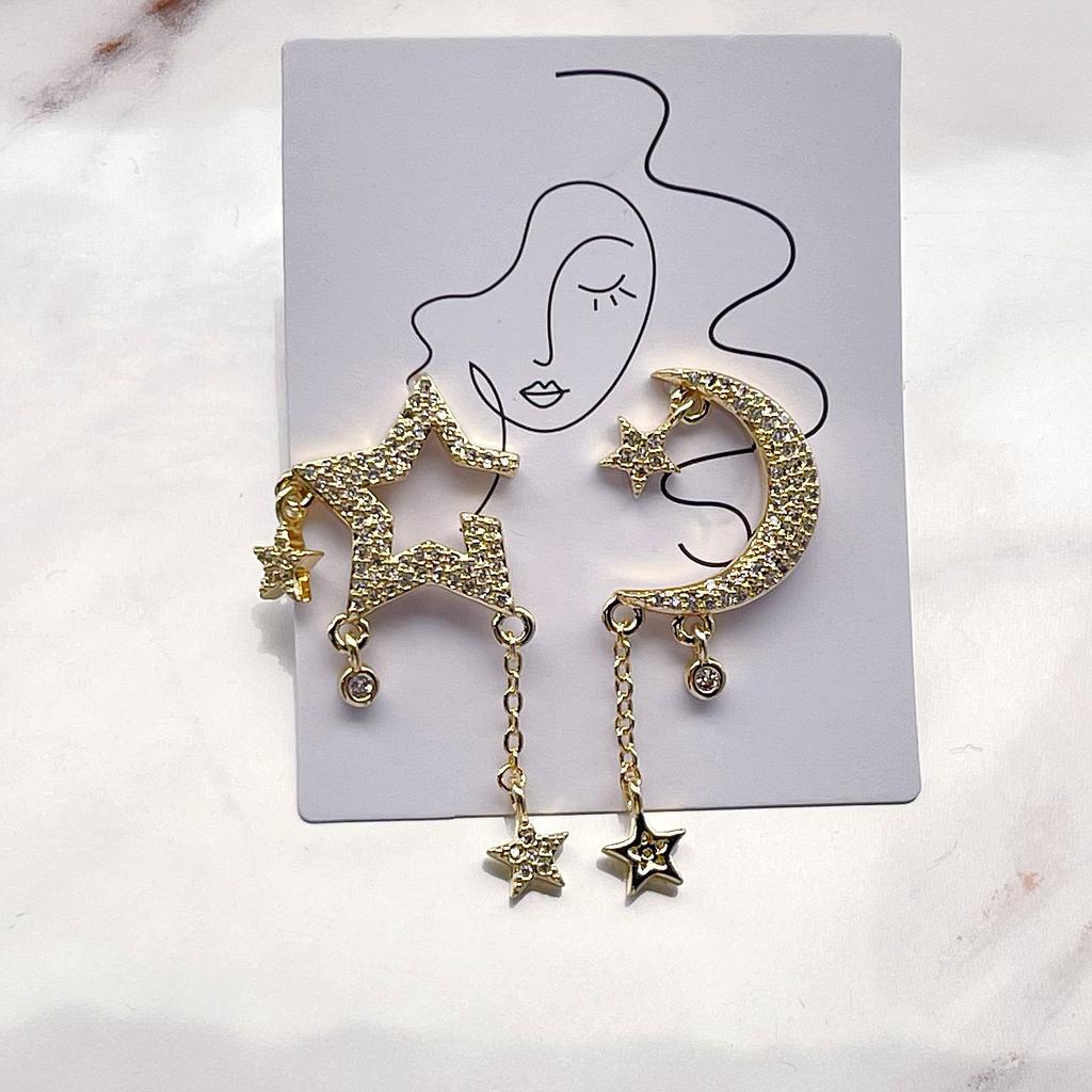 ARETES LUNA Y ESTRELLA MICROCIRCONIA