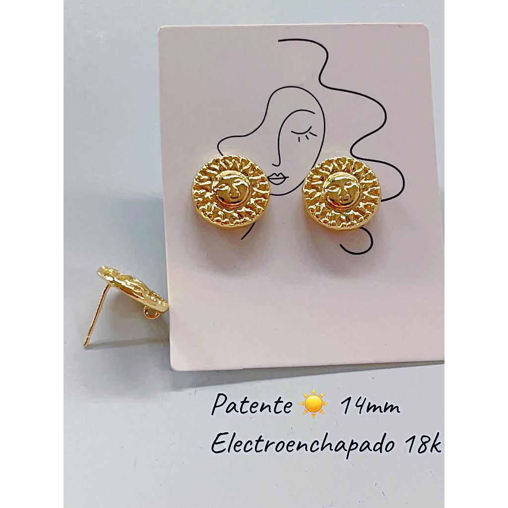PATENTE SOL 14MM, ELECTROENCHAPADO 18K
