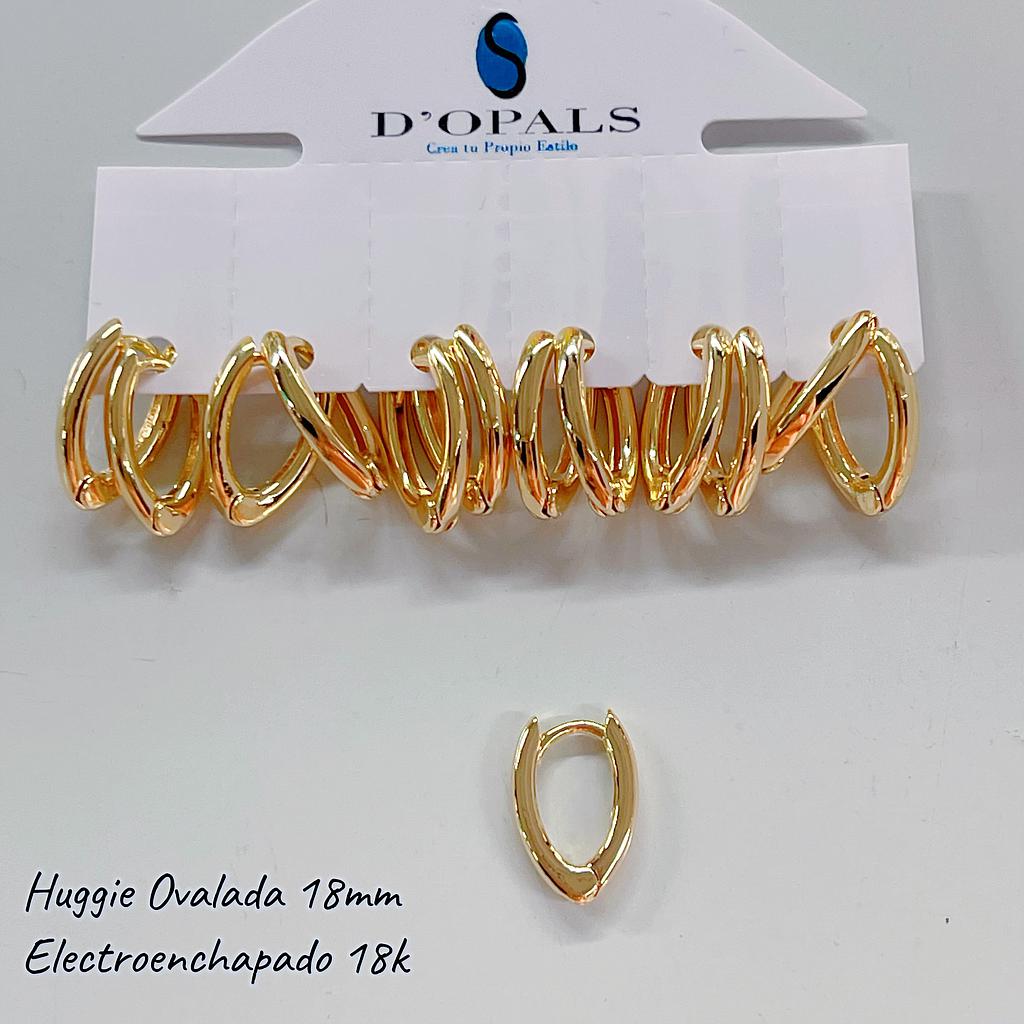 HUGGIE OVALADA 18MM, ELECTROENCHAPADO