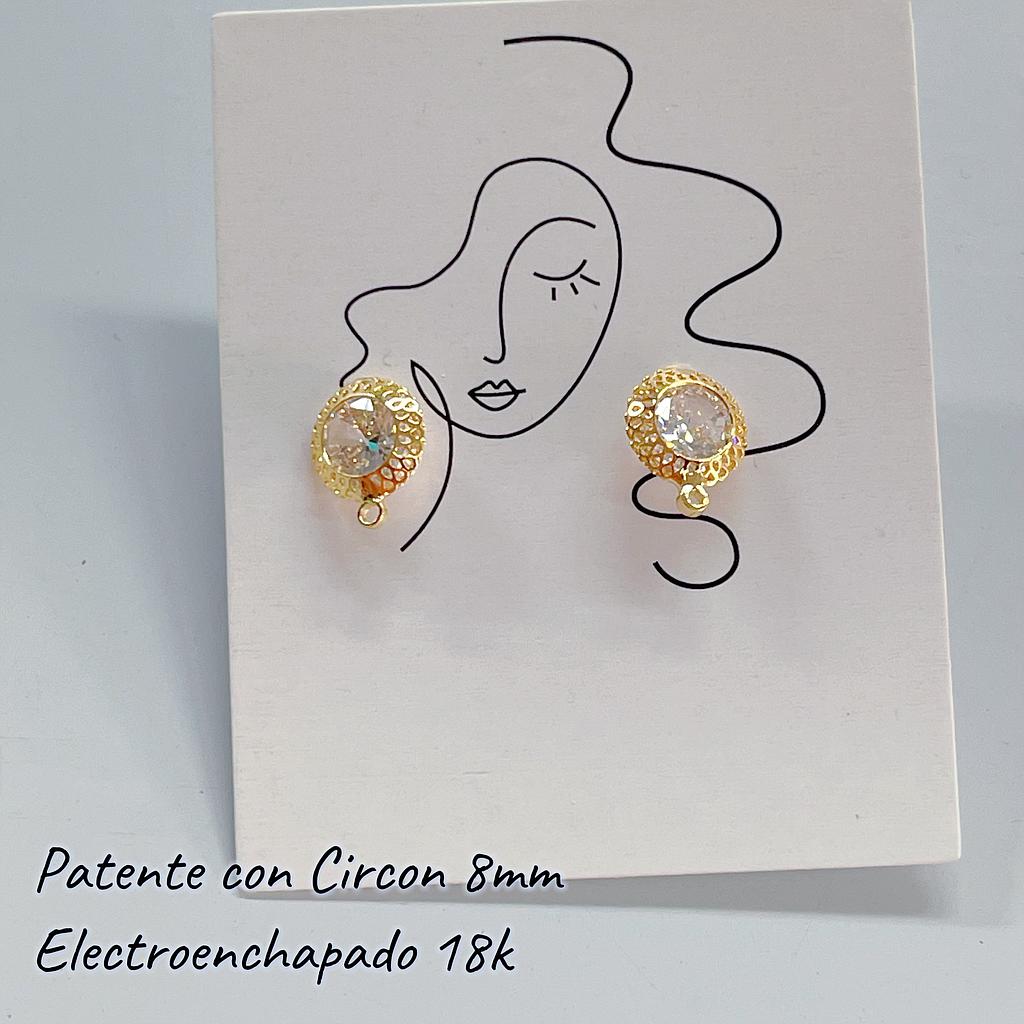 PATENTE CON CIRCON 8MM, ELECTROENCHAPADO 18K